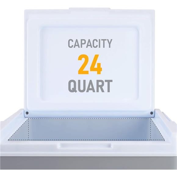 24Quart Ice Cooler Chest with Strong Handle for Camping, Gray - Picture 6 of 6